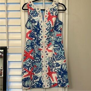 Lilly Pulitzer Blue and Red Floral Mini Dress